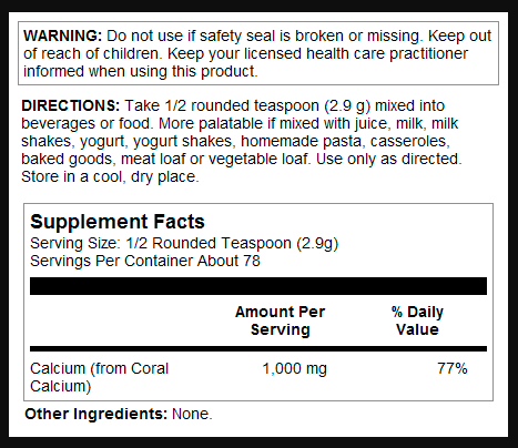 Коралловий Кальций Coral Calcium Powder 1000 мг - 225 г 2022-10-1003 фото