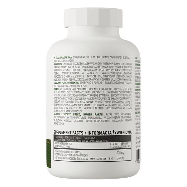 Ashwagandha Root Extract 375 mg - 200 tablets
