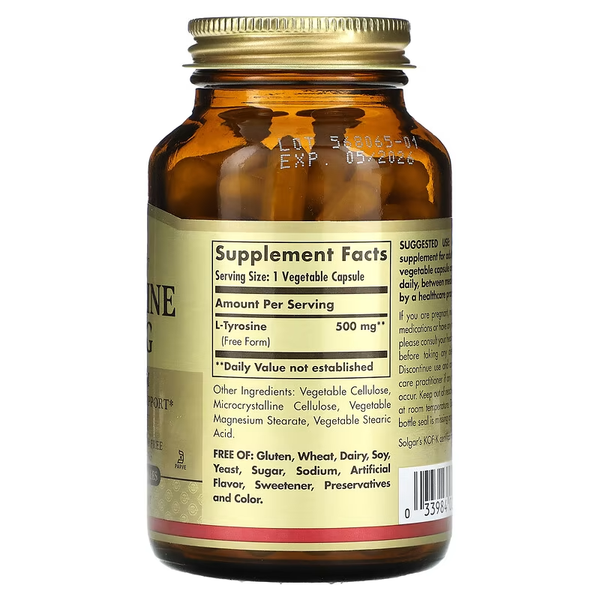 L-Tyrosine (free form) 500 mg - 100 veg. capsules