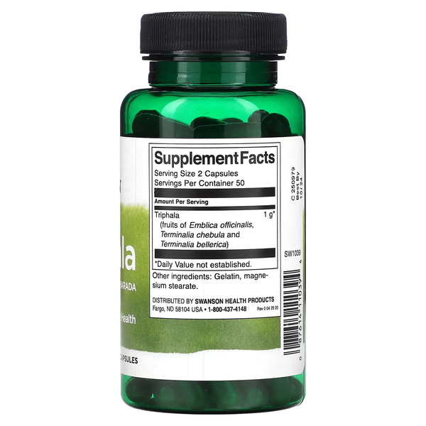 Трифала з Амлою, Бібхітакі й Міробаланом Triphala 500мг - 100 капсул 100-56-0549604-20 фото