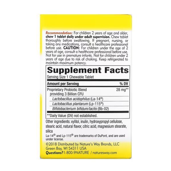 Probiotic Blend for Children 2 to 12 Years Old Primadophilus&reg; 3 Billion - 30 Chewable Tablets