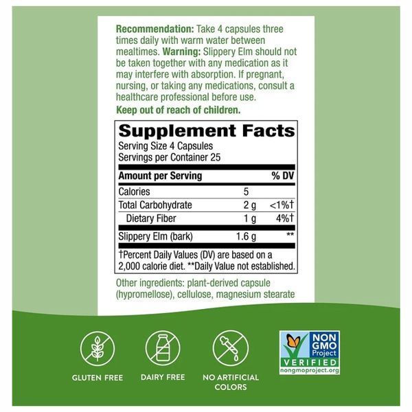 Кора Слизького В'яза Slippery Elm Bark - 100 вег. капсул 2022-10-0608 фото