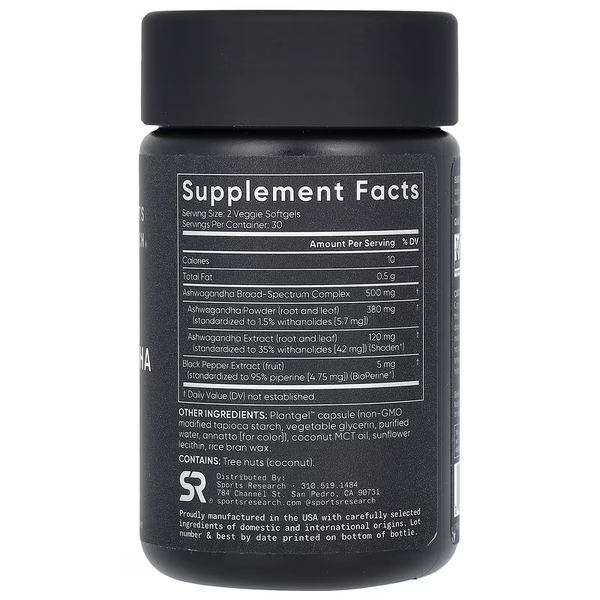 Ashwagandha with Black Pepper Extract 500 mg - 60 softgels