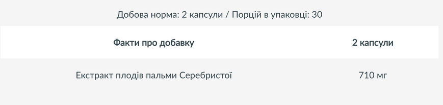 Экстракт Плодов Пальмы Сереноа 710 мг &ndash; 60 капсул 19573-01 фото