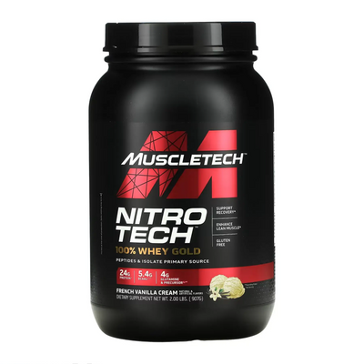 Изолят Сывороточного Протеина с Пептидами Nitro Tech™ 100% Whey Gold – 908 г Ванильный Крем 2023-10-2963 фото