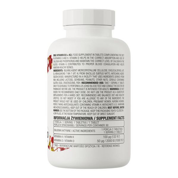 Vitamin D-3 + K-2 100 mcg/50 mcg - 90 tablets