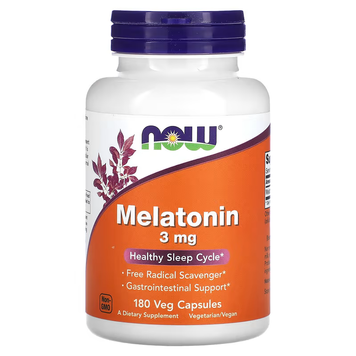 NOW Мелатонин, Melatonin 3мг - 180 капсул 2022-10-0401 фото