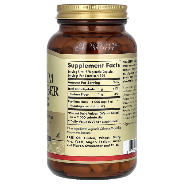 Psyllium Husk Fiber 500 mg - 200 veg. capsules