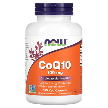 NOW Coenzyme Q10 with Hawthorn Berries 100 mg - 180 veg. capsules