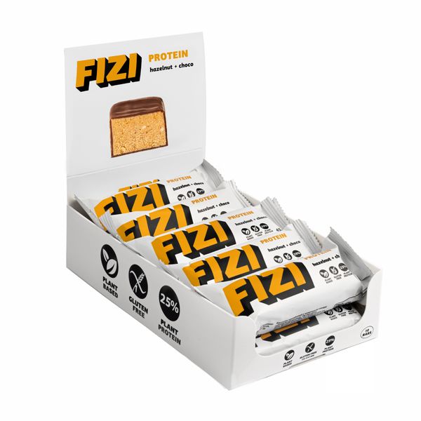 Протеиновые Батончики FIZI Protein Bar - 10х45г Фундук-Шоколад 2022-10-0334 фото