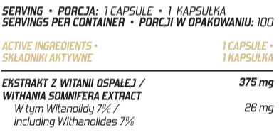 Withania Somnifera Root Extract (Ashwagandha) contains 7% Withanolides 375 mg - 100 veg. capsules