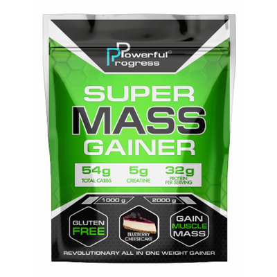 Високобілковий Гейнер з Креатином Super Mass Gainer - 2000г Чорничний чизкейк 100-69-8846196-20 фото