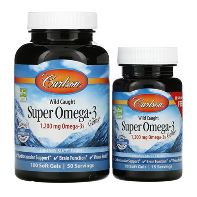 Омега-3 из Рыбы Дикого Отлова Super Omega-3 Gems - 100+30 софтгель 2022-10-2504 фото