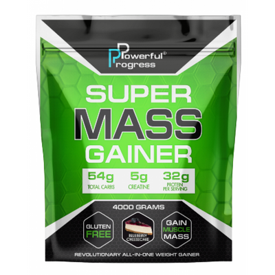 Високобілковий Гейнер з Креатином Super Mass Gainer - 4000г Чорничний Чизкейк 100-58-2807843-20 фото