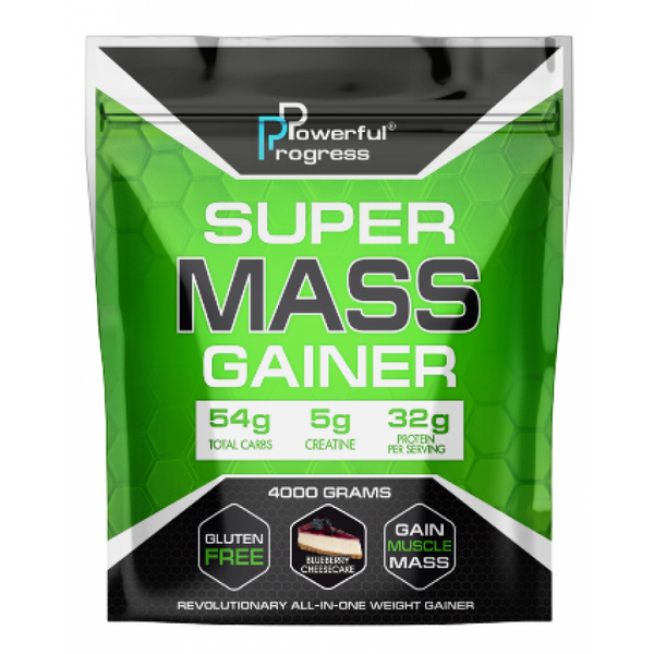 Высокобелковый Гейнер с Креатином Super Mass Gainer - 4000г Черничный Чизкейк 100-58-2807843-20 фото