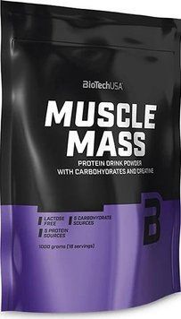 Гейнер з Вуглеводами та Креатином Muscle Mass - 1000 г 07154-01 фото