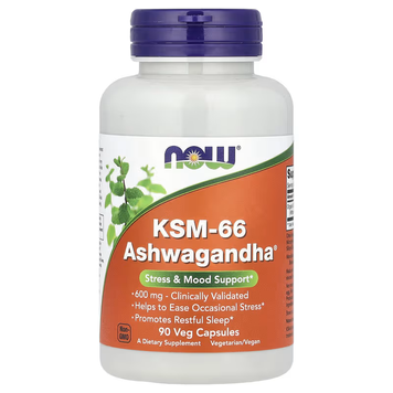 NOW Organic Ashwagandha Extract KSM-66&reg; - 90 veg. capsules