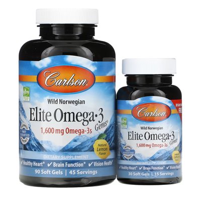 Омега 3 1600мг Elite Omega-3 Gems - 90+30 в подарок софтгель 2022-10-2506 фото