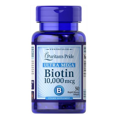 Біотин (Вітамін В7) Biotin 10.000 мкг - 50 софтгель 100-51-6525722-20 фото