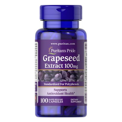 Екстракт Виноградної Кісточки Grapeseed Extract 100 мг - 100 капсул 100-36-0431584-20 фото