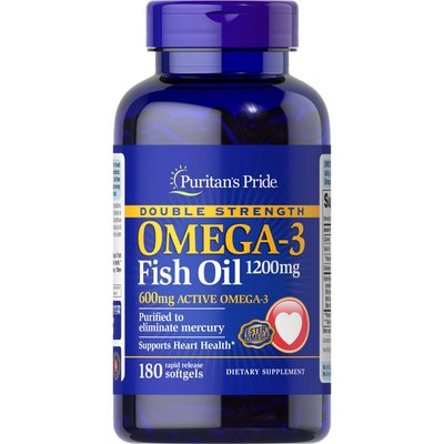 Омега-3 Подвійної сили Omega-3 Fish Oil 1200мг/600мг -180 софтгель 100-62-8550333-20 фото