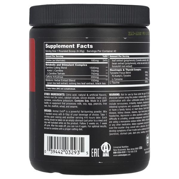 Жиросплавлювач без Кофеїну Animal Cuts&reg; NS Powder - 267 г 20064-01 фото