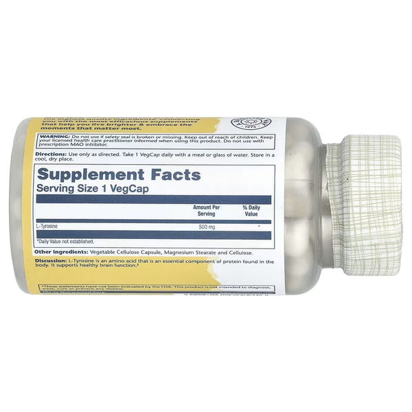 L-Tyrosine 500 mg - 100 veg. capsules