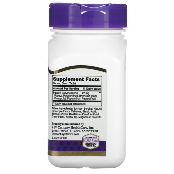 Papaya Enzymes for Digestive Support - 100 tablets