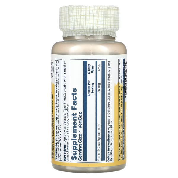 Vitamin D-2 in Dry Form 25 mcg - 60 veg. capsules