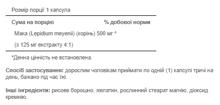 Мака Перуанская Maca 500мг - 60 капсул 100-26-9984784-20 фото