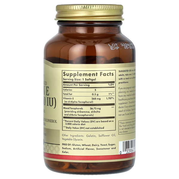 Вітамін E Природного Походження Vitamin E 268мг (400 IU) - 100 софтгель 2022-10-1553 фото